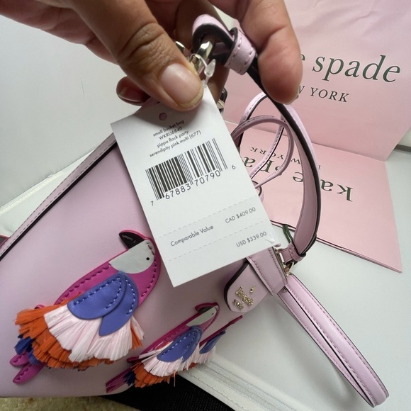 Kate spade pink Flock Party Parrot Bucket Bag - Picture 3 of 9